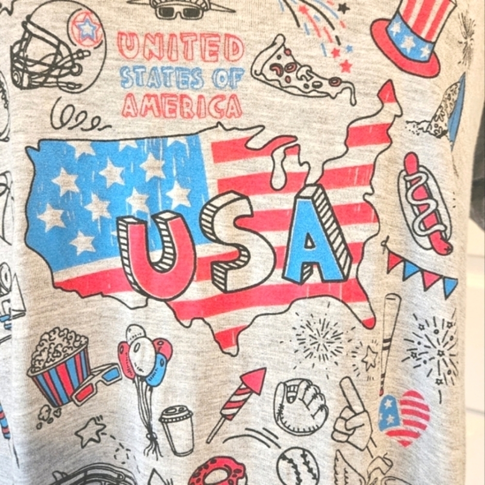 CANYON CREEK WOMENS USA TSHIRT SZ XL GRAY RED BLUE - Picture 3 of 6